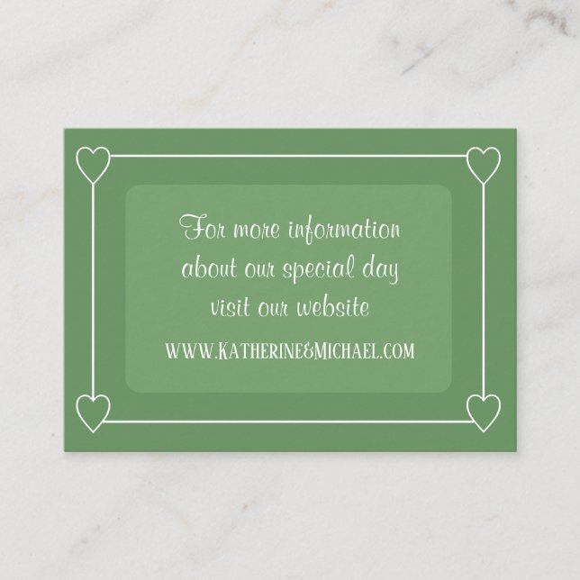 Romantic Hearts Modern Light Green Simple Wedding Enclosure Card (Front)