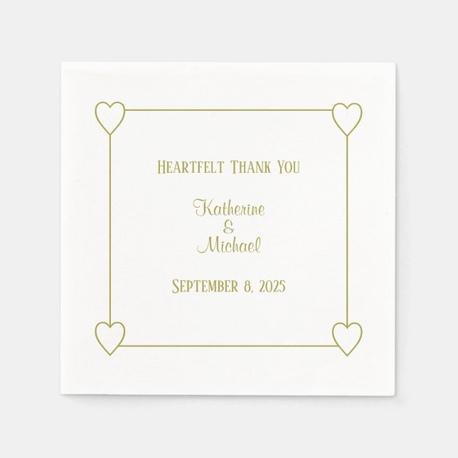 Romantic Hearts Modern White Simple Wedding Napkin (Front)