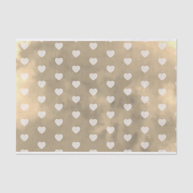 Romantic Hearts on Metallic Gold Wedding Decoupage Tissue Paper (Front)