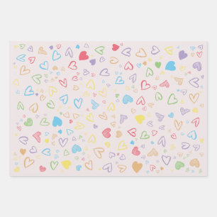 romantic hearts pattern wrapping paper sheet
