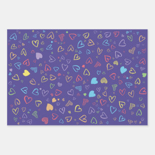 romantic hearts pattern wrapping paper sheet
