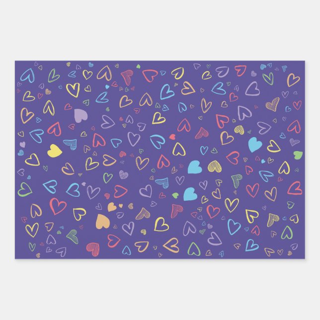 romantic hearts pattern wrapping paper sheet (Front)