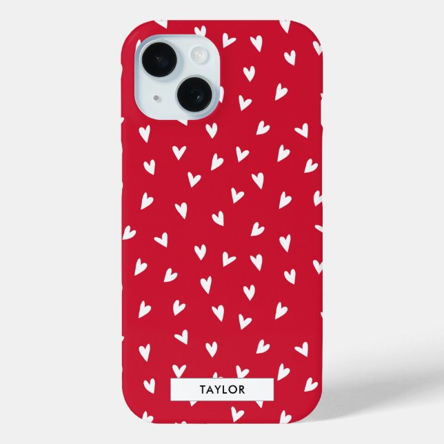  Romantic Hearts | Personalised Monogram Name  Case-Mate iPhone Case (Back)