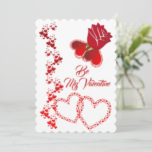 Romantic Hearts Red Rose Be My Valentine Holiday Card