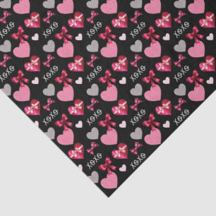Romantic Hearts, Ribbons and XOXO Patterned Tissue Paper