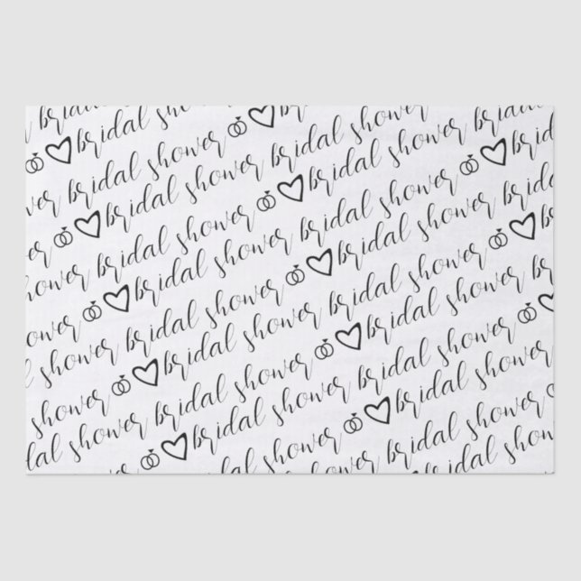 Romantic Hearts Rings Black Pattern Bridal Shower  Tissue Paper (Front)