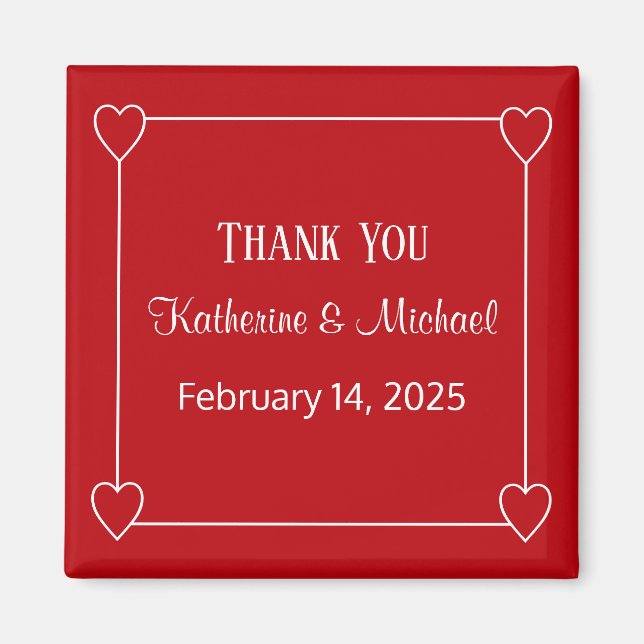 Romantic Hearts Simple Valentine's Day Red Wedding Magnet (Front)
