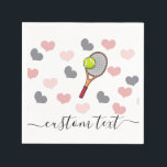 Romantic Hearts & Tennis Racket Kids Party Cute   Napkin<br><div class="desc">These cute napkins would make a great addition to your tennis Birthday/Christmas party! Easily add the desired text by clicking on the "personalise  this template" option.</div>