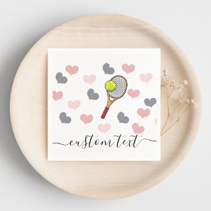 Romantic Hearts & Tennis Racket Kids Party Cute   Napkin