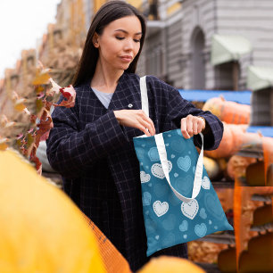 Romantic hearts tote bag