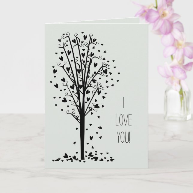 Romantic Hearts Tree Love Card (Orchid)
