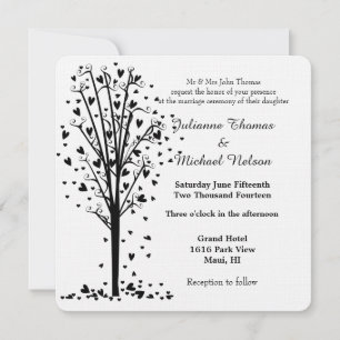 Romantic Hearts Tree Wedding Invitation