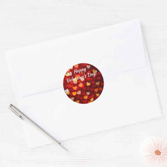 Romantic Hearts Valentine’s Day Classic Round Sticker (Envelope)