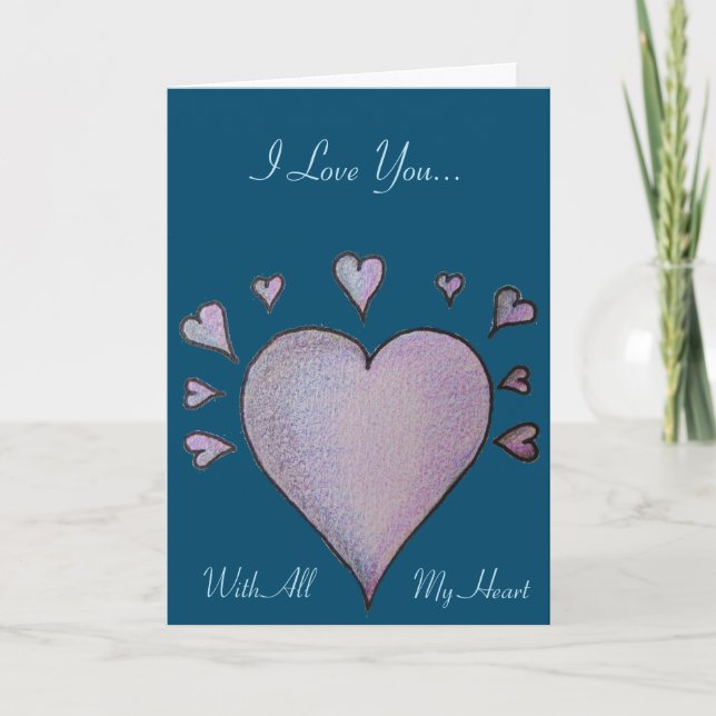 romantic hearts with love verse for valentines card (Front)