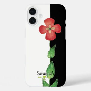 Romantic Heirloom Vintage Pansy Black and White iPhone 16 Plus Case