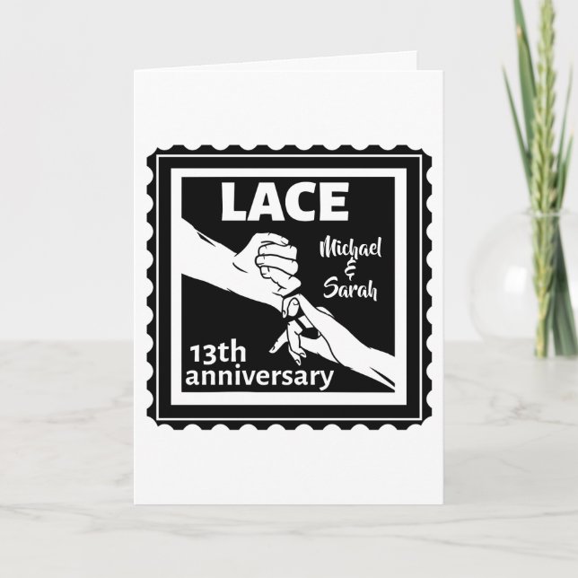 Romantic holding hands 13th wedding anniversary card (Front)