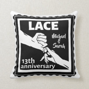 Romantic holding hands 13th wedding anniversary cushion