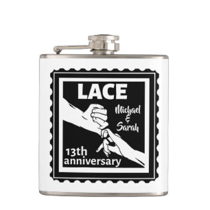 Romantic holding hands 13th wedding anniversary hip flask