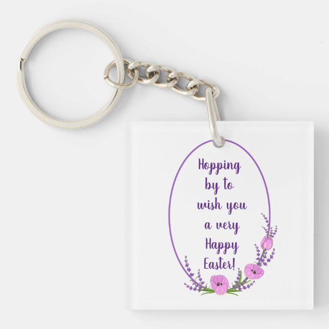 Romantic holiday wreaths  Tulip flowers Easter   Key Ring (Front)