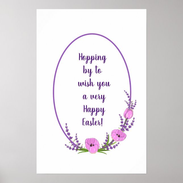 Romantic holiday wreaths  Tulip flowers Easter   Poster (Front)