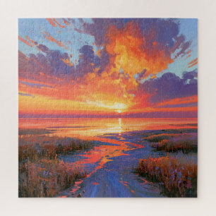 Romantic Home Decor Sunset Canvas Print Jigsaw Puzzle
