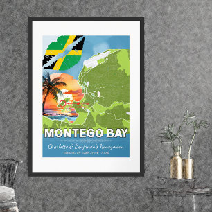 Romantic Honeymoon Montego Bay Jamaica Map Poster