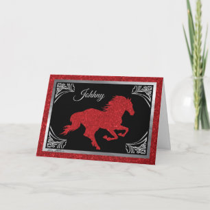 Romantic Horse & Heart Valentine Holiday Card