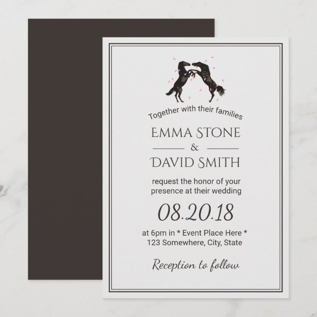 Romantic Horse Wedding Invitation (Front/Back)