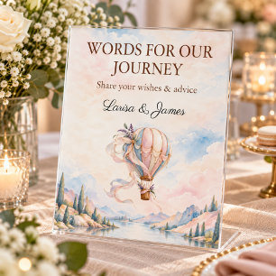 Romantic Hot Air Balloon Wedding Advice Sign