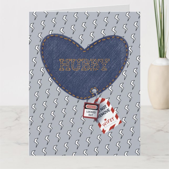 Romantic Hubby Wifey Electrician Locked Heart Card (Front)