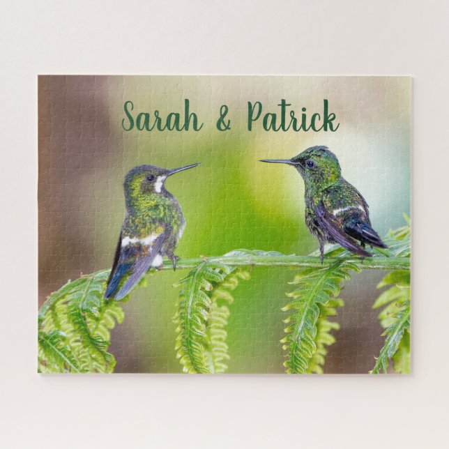 Romantic Hummingbirds Photo Personalised Jigsaw Puzzle (Horizontal)