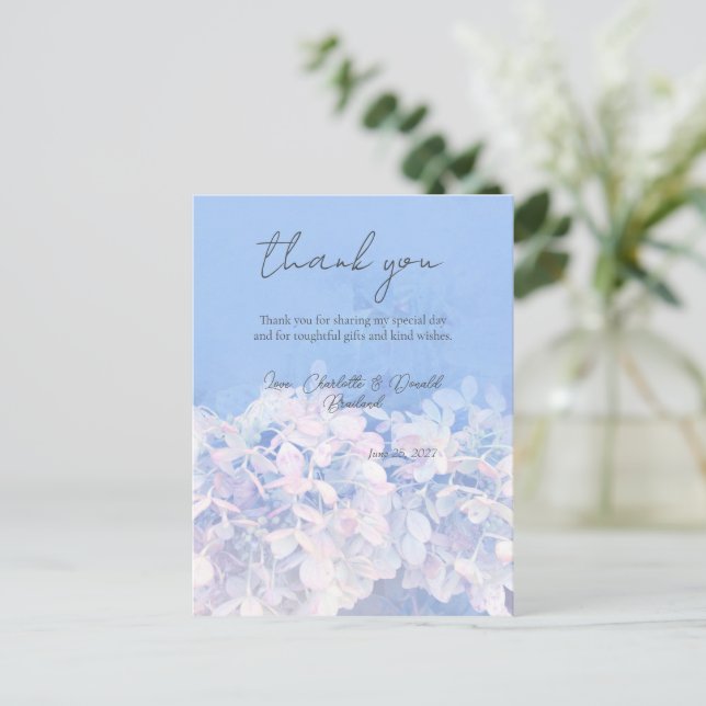 Romantic Hydrangea Floral Wedding  Postcard (Standing Front)