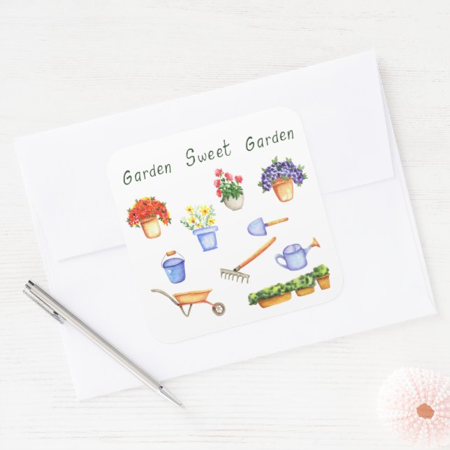 Romantic I love my fowers Minimalist Cute     Square Sticker (Envelope)