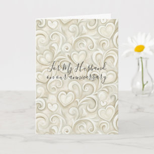 Romantic I Love You Anniversary Cream Hearts Card