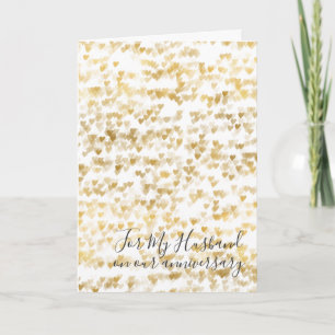 Romantic I Love You Anniversary Gold Hearts Card