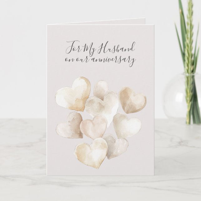 Romantic I Love You Anniversary Warm Stone Hearts Card (Front)
