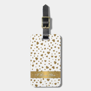 Romantic “I Love You” gold faux glitter hearts Luggage Tag