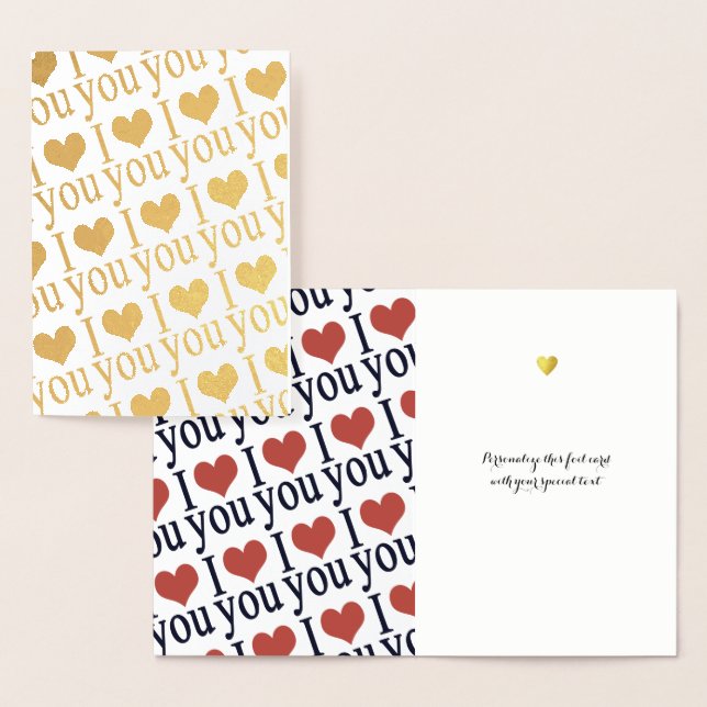 Romantic 'I love you' hearts golden \ gold Foil Card (Display)