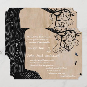 Romantic Initials in Tree Wedding Invite