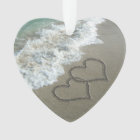 Romantic Interlocking Hearts on Beach