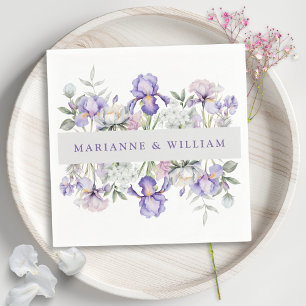 Romantic Irises & Peonies Floral Wedding  Napkin