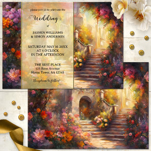 Romantic Italian Floral Art Wedding  Invitation