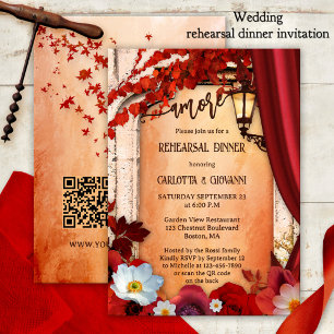 Romantic Italian Floral Fall Rehearsal Dinner Invitation