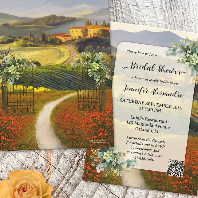 Romantic Italian QR Code Bridal Shower Invitation (Creator Uploaded)
