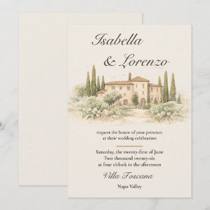 Romantic Italian Tuscan Villa Wedding Invitations