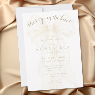 Romantic Ivory Bow Tying the Knot Bridal Shower Invitation