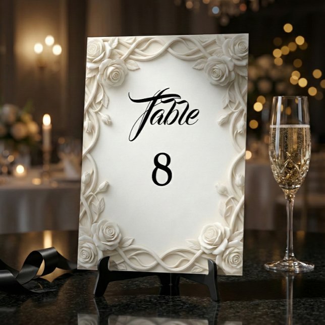 Romantic Ivory Cream Faux Relief Table Number (Creator Uploaded)
