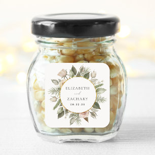 Romantic Ivory Floral Wreath Wedding Square Sticker