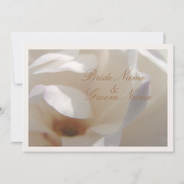 Romantic Ivory Magnolia Wedding Invitation (Front)