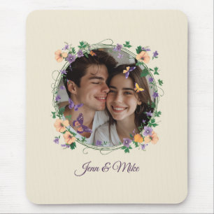 Romantic Ivy and Butterflies Mouse Mat